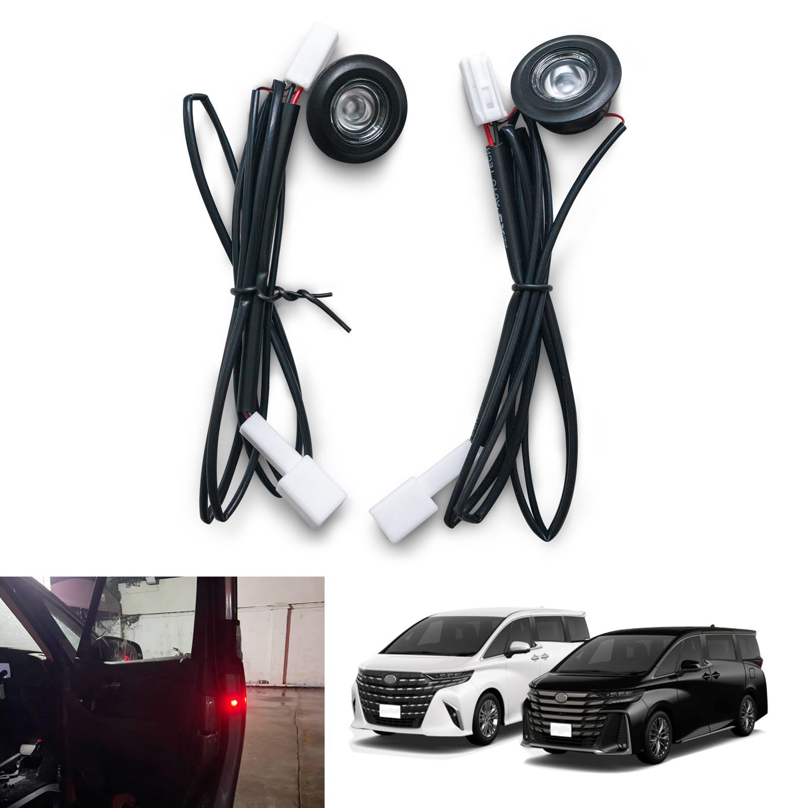 新品 TELLIKA アルファード40系 ドア追突防止警告灯 40アルファード 赤点滅 フラッシュ点滅 LED警告灯 ドア開閉非常信号灯 ドア開けた時に後方からの追突防止 乗り降り安全 ドアオープン ワーニングランプ 車種専用設計 純正交換 カプラーON設計