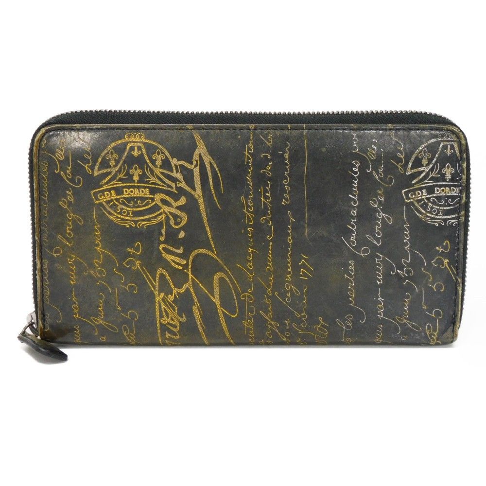 【特別値引】Berluti イタウバ　ブルー & ゴールドデンパティーヌ　長財布 ダブルスタンプxゴールドパティーヌ希少品!!ベルルッティ ITAUBA