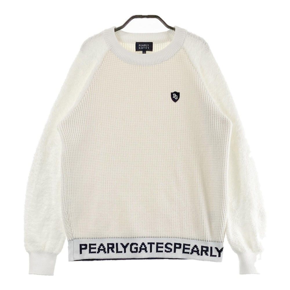 サイズ：1 PEARLY GATES パーリーゲイツ  ボア切替 ニットセーター  ホワイト系 [240101436262] ゴルフウェア レディース ストスト サイズ：1 PEARLY GATES パーリーゲイツ ボア切替 ニット