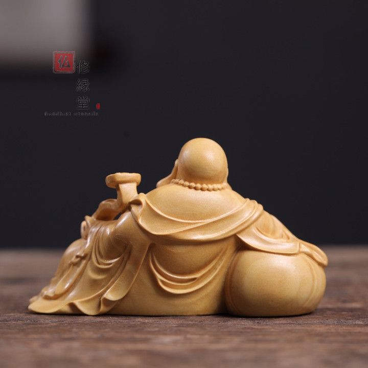 布袋様 七福神 仏教美術品 木彫仏像 工芸品 開運 財運 置物 - 彫刻 ...