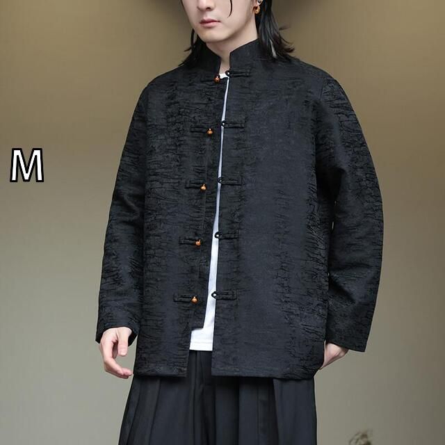 M メンズ ファッション 服 男性用 オシャレ シンプル 大人 かっこいい 大きいサイズ ストリート 紳士服 ジャカード 唐 スーツ 秋 ジャケット レトロ ボタン トップス スタンドカラー