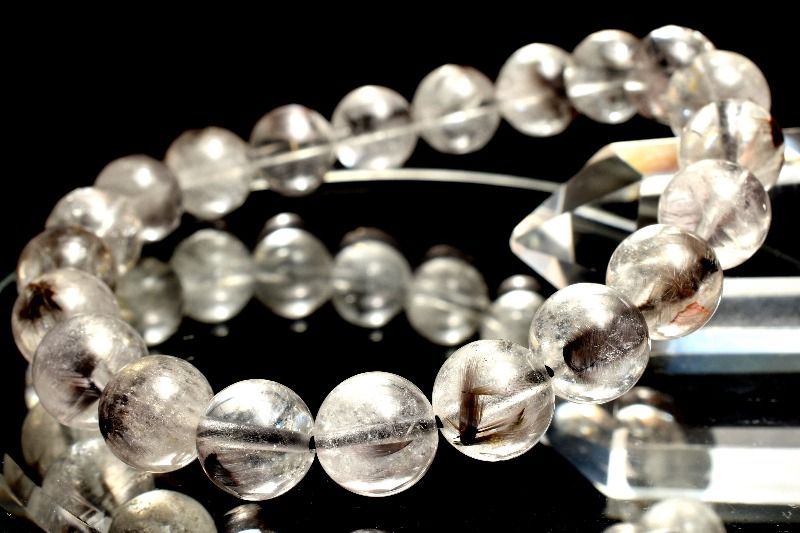 １点物 ブルッカイト入り プラチナタイチンルチルクォーツ 9.5mm ブレスレット パワーストーン 天然石 _MA8438 NEXPOTALLINN_EU