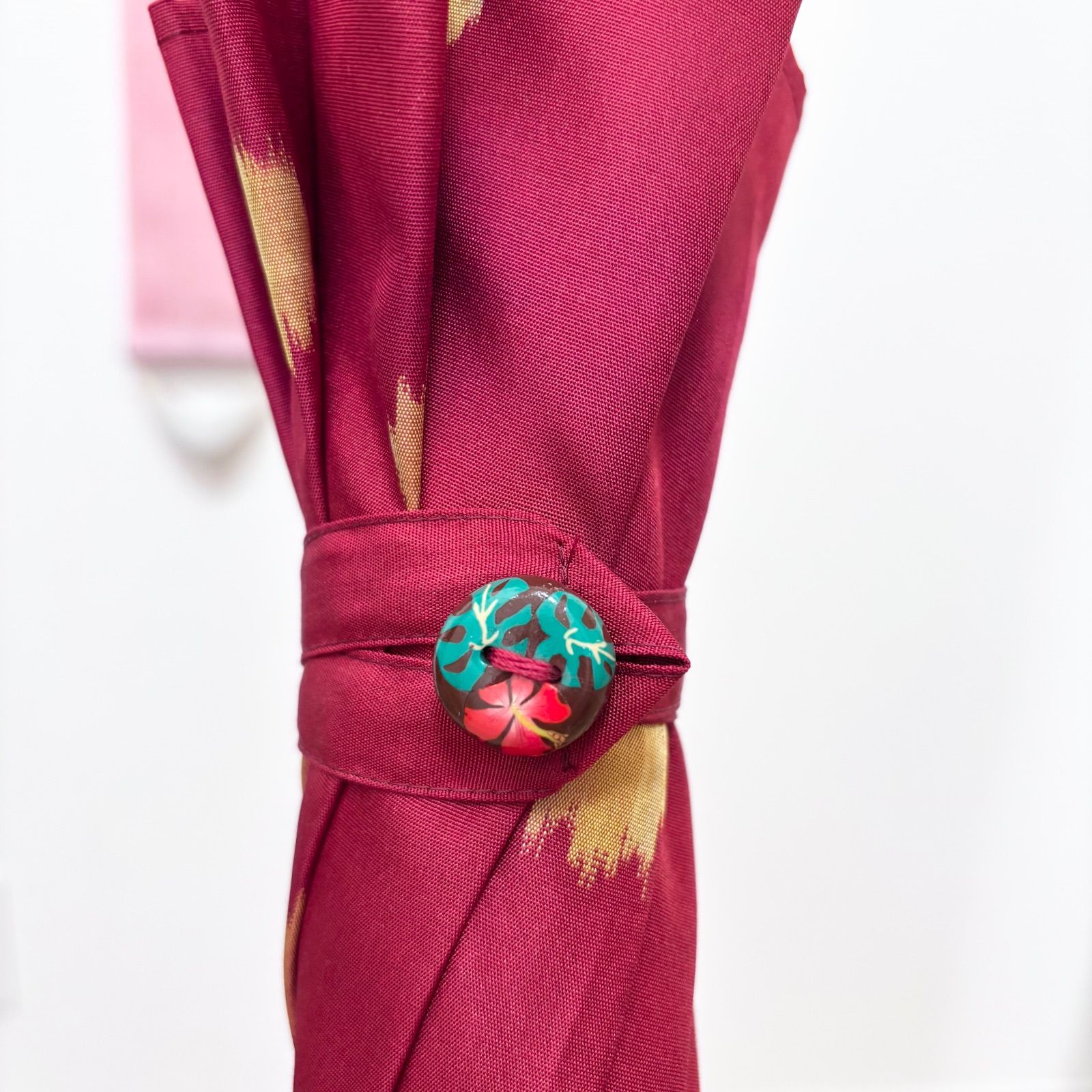 ハンドメイド銘仙の着物から作った日傘炎気