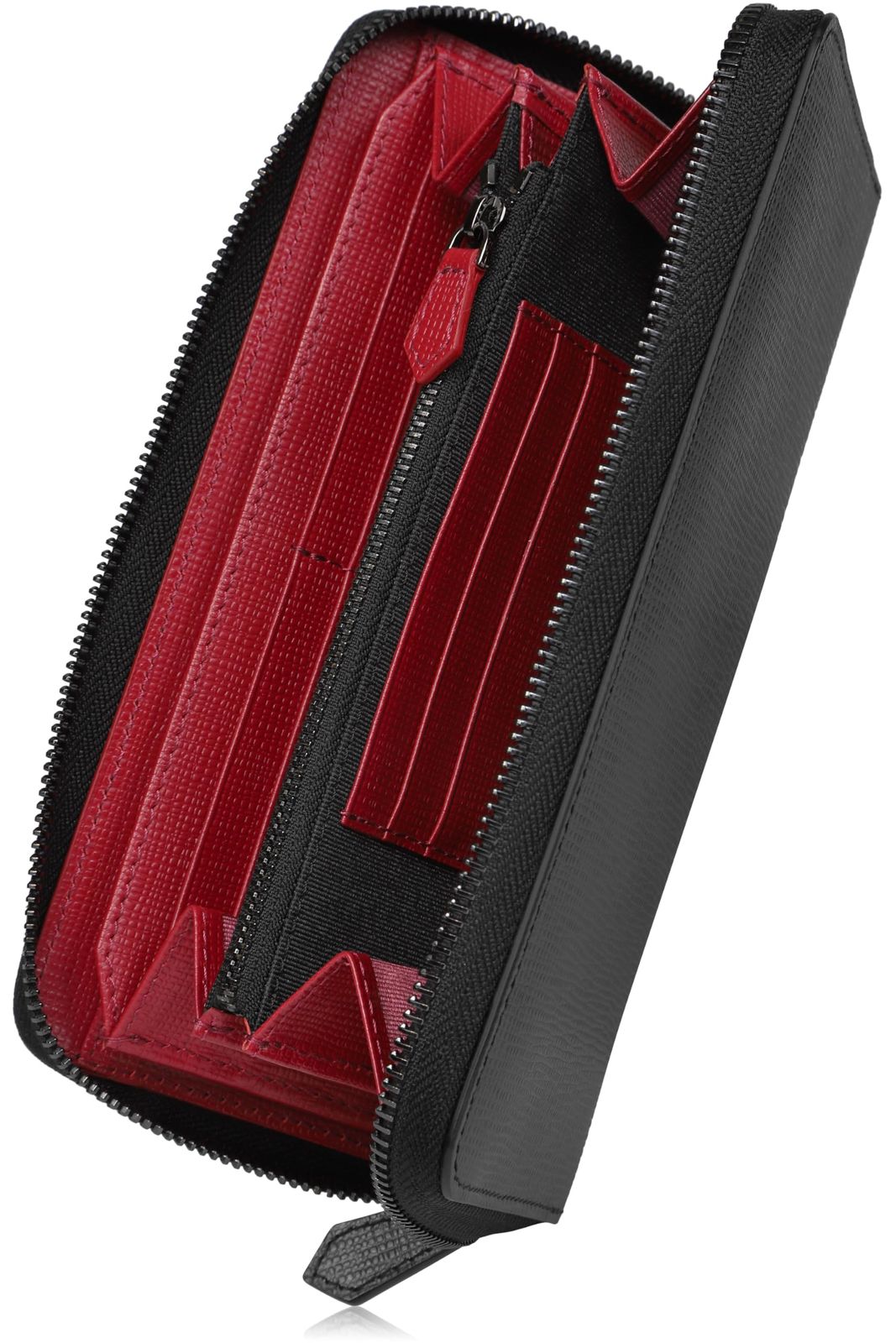 ブランゼ 財布 メンズ 長財布 国産本革 ジャパンレザー 型押し エンボス YKK製 ラウンドファスナー セパレート型 小銭入 ボルドーレッド