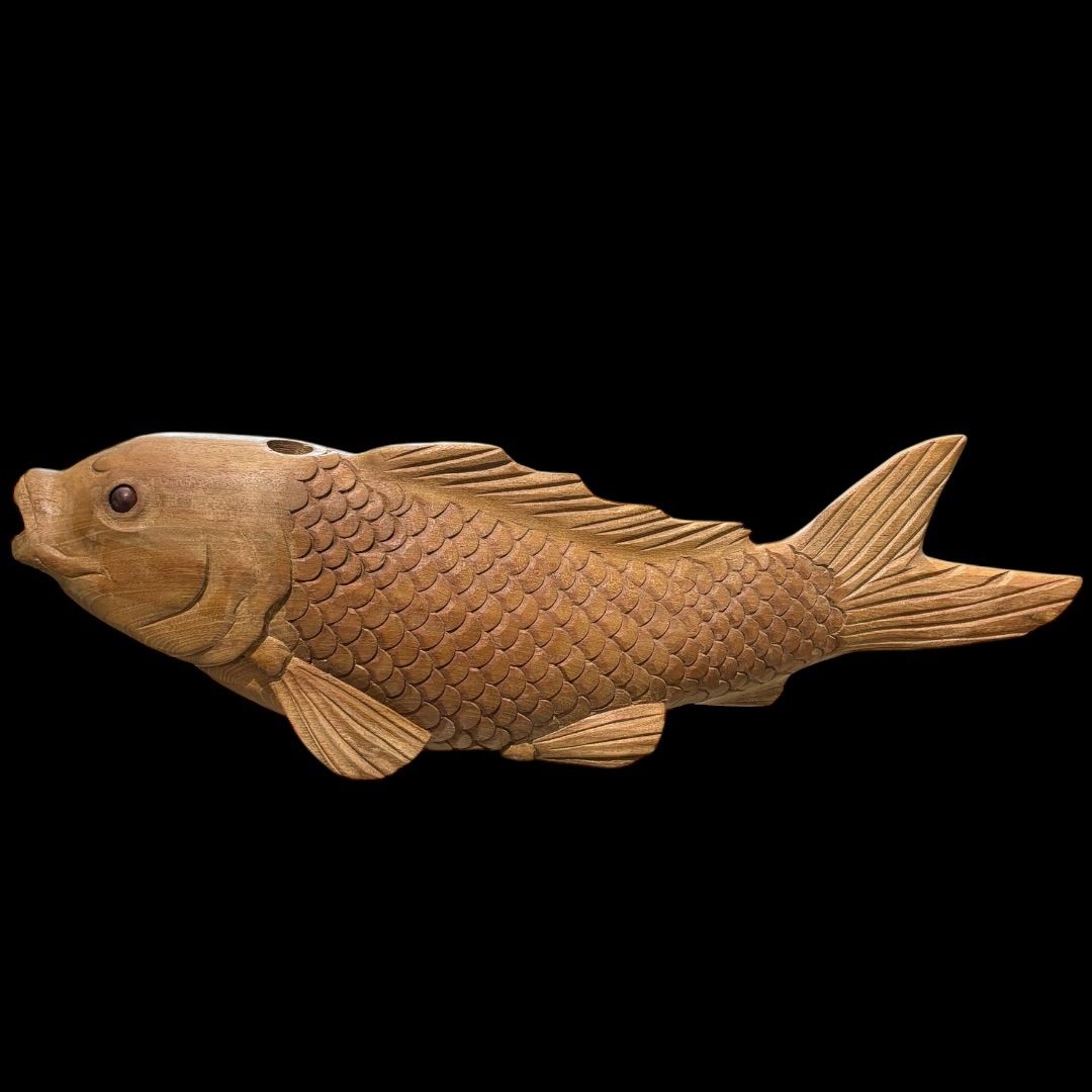 木彫り 魚 飾り 鯉 骨董 工芸 囲炉裏 自在鉤 アンティーク 置物