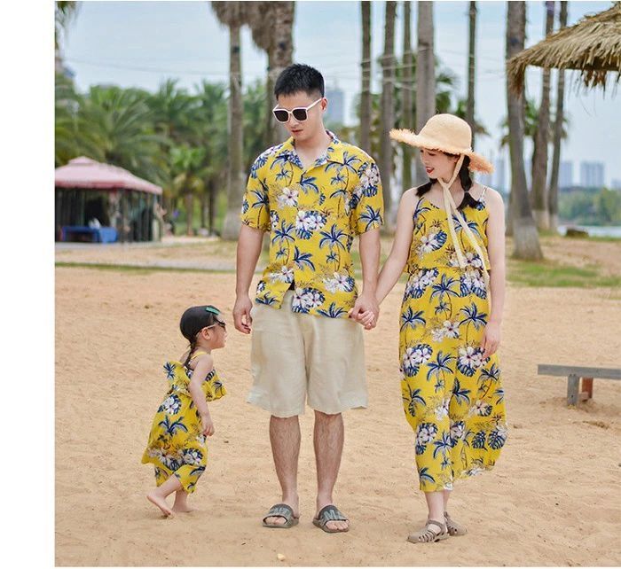 親子 ペアルック 夏 親子コーデ 親子ペア アロハシャツ