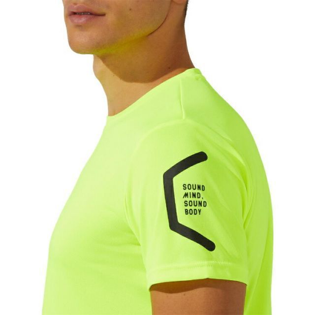 asics アシックス TEAM HEXAGON SS TOP RECYC フラッシュイエロー XS 2031D729 750 | スポーツ メンズ XS イエロー 服 衣類 衣料品 トレーニングウェア ウエア チームウェア トップス ドライ半袖シャツ シャ