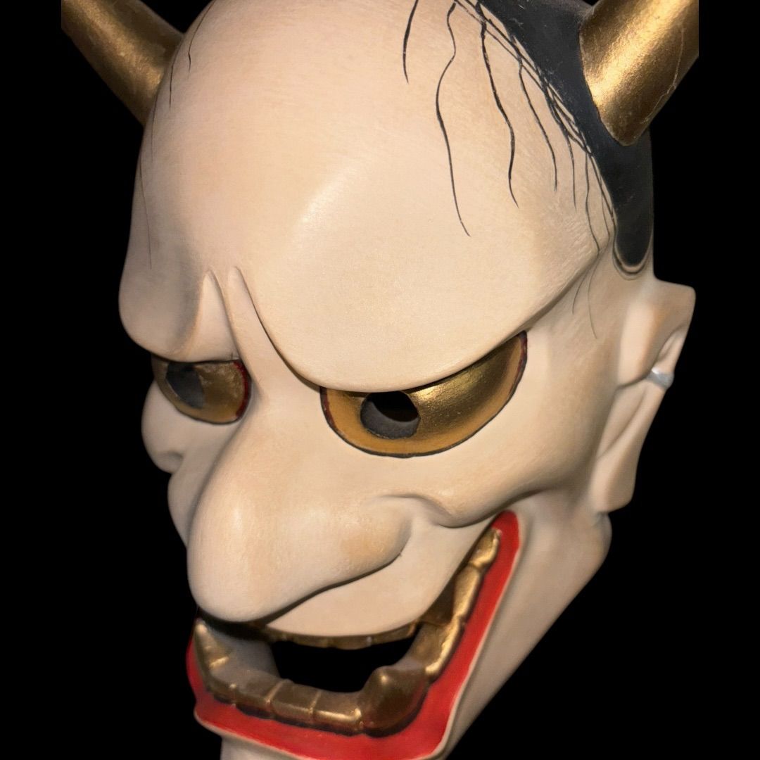 【希少 伝統工芸】般若 一刀彫 お面 能面 木彫り 神楽面 希少 伝統工芸】般若 一刀彫 お面 能面 木彫り 神楽面 希少 伝統