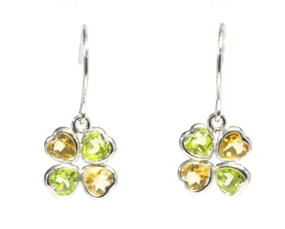 在庫処分 キャンディ Pt950 ハートカットストーン クローバーモチーフピアス ペリドット|シトリン