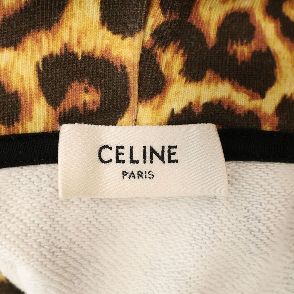 CELINE - CELINE セリーヌ レオパードロゴプリントスウェットプルオーバーパーカー CELINE (セリーヌ) レオパードロゴプリントスウェットプルオーバー