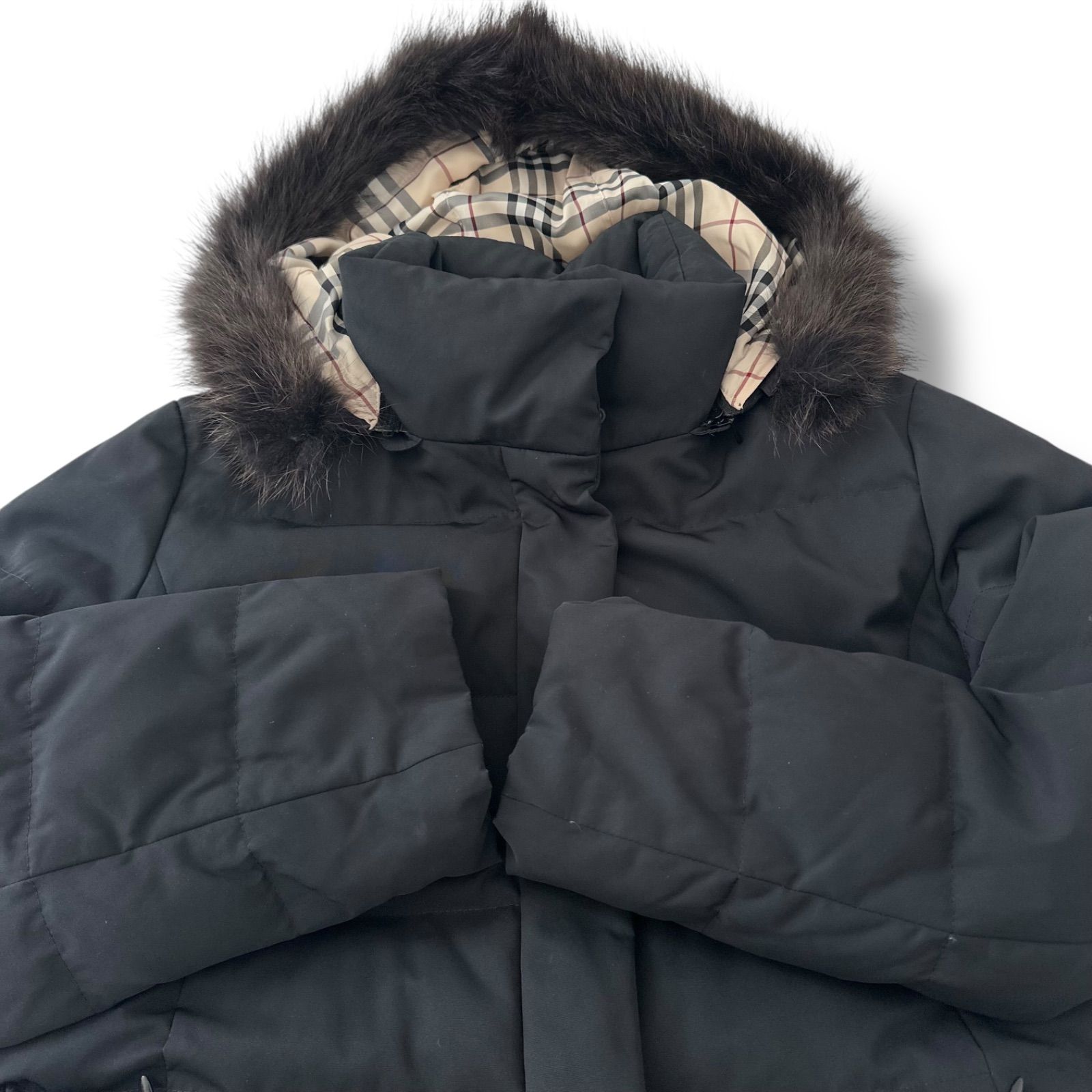 バーバリーロンドン ラクーンファー付き ダウンコート ノバ