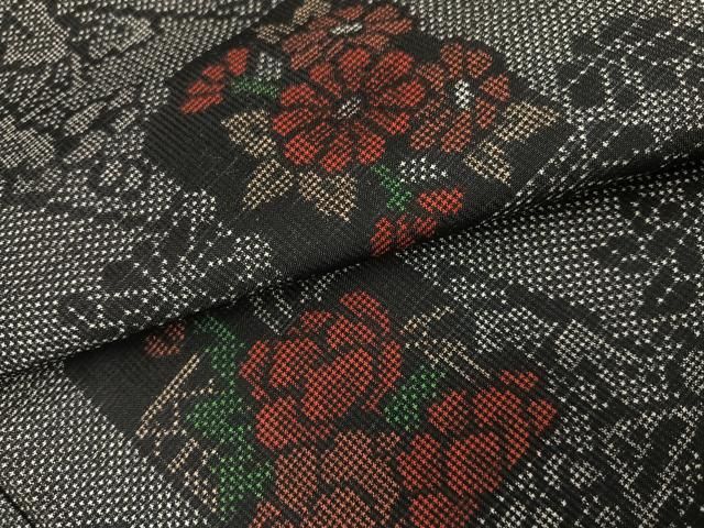 一元絣 色紙草花文