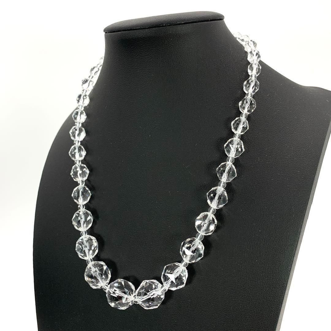 極美品 QVC 18K WG 水晶ネックレス ファンシースカーレット ネックレス 