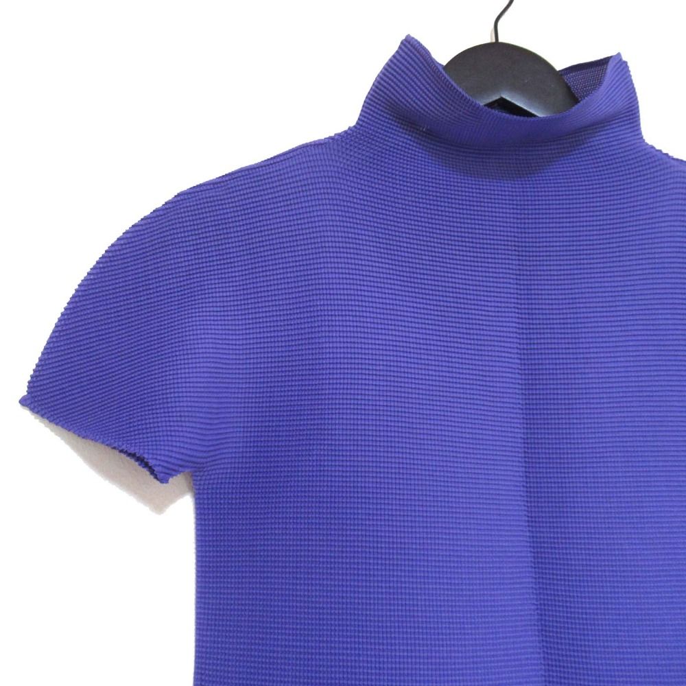 【美品】ミーイッセイミヤケ/me/ボックスプリーツカットソー/ブルー me by ISSEY MIYAKE ボックスプリーツカットソー