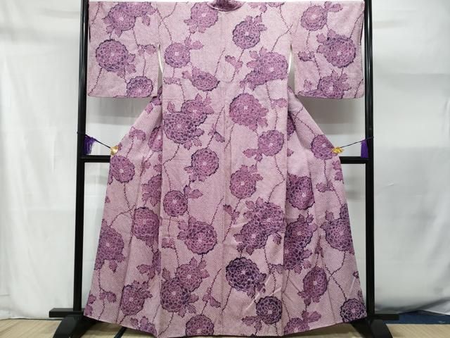 平和屋着物□上質な小紋 絞り 吉祥枝花文 正絹 逸品 未使用