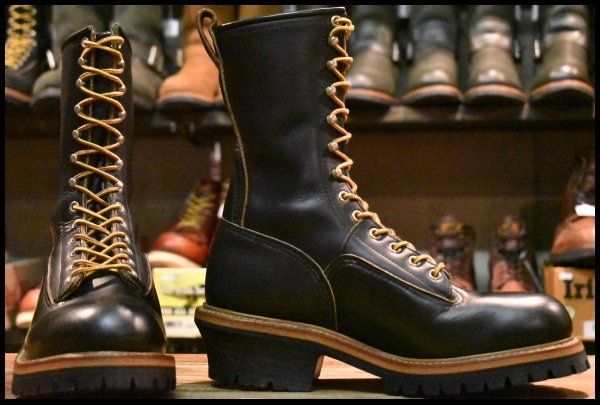 8D 美品 PT91刺繍 98年】レッドウィング 2210 ロガー 黒 ブラック