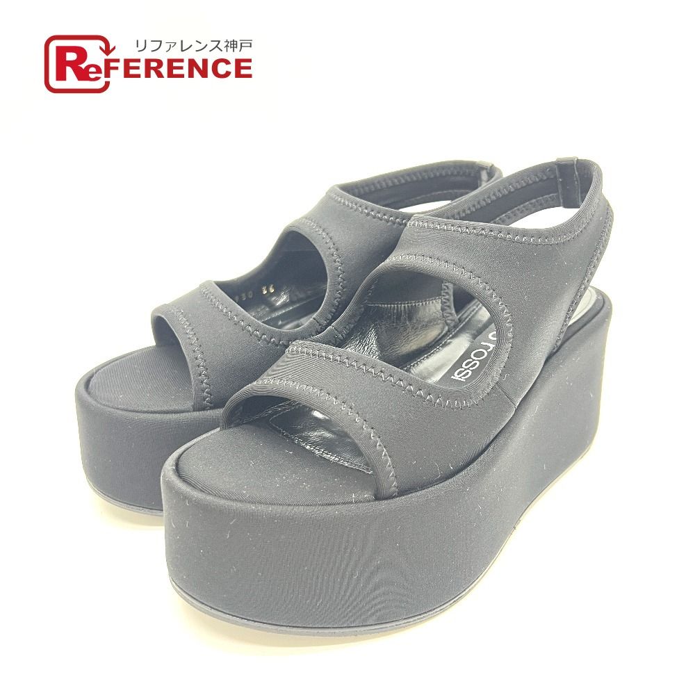 Sergio Rossi セルジオロッシ サンダル ヴェッジドラゴンフルーツ 厚底 BO7930 サテン ブラック