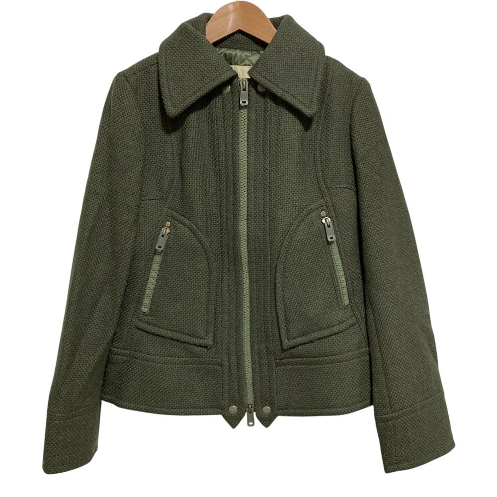 DIESEL ディーゼル ウール シングルライダースジャケット Sサイズ グリーン レディース 古着