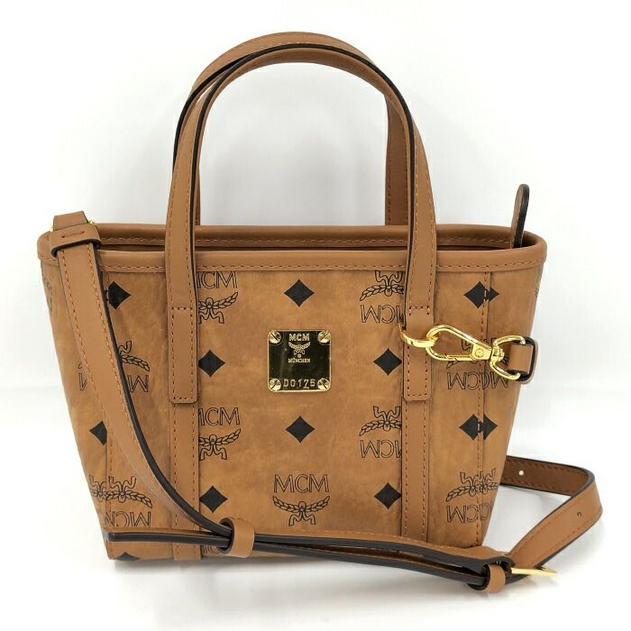 MCM トップジップ ショッパー 2WAYバッグ ヴィセトス レザー ブラウン