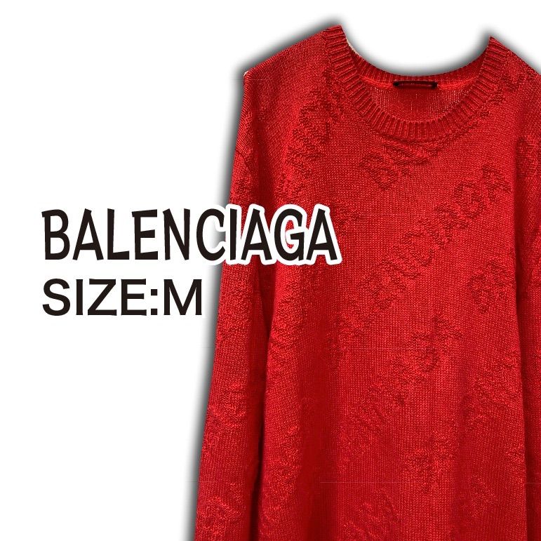 BALENCIAGA】バレンシアガ / ジャガードロゴ総柄クルーネックニット 