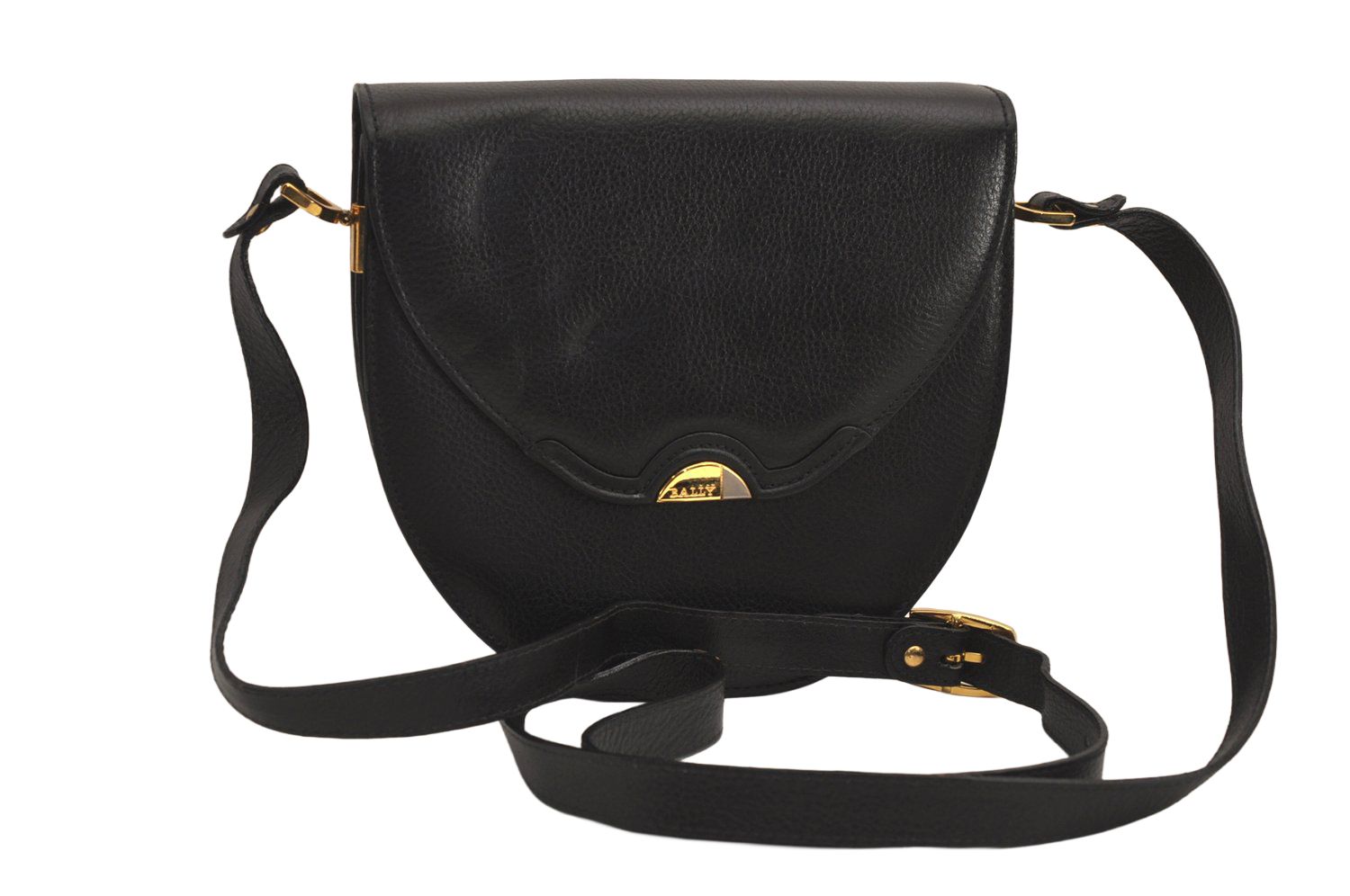 BALLY バリー ヴィンテージ レザー ショルダークロスボディーバッグ 財布 ブラック 6225M