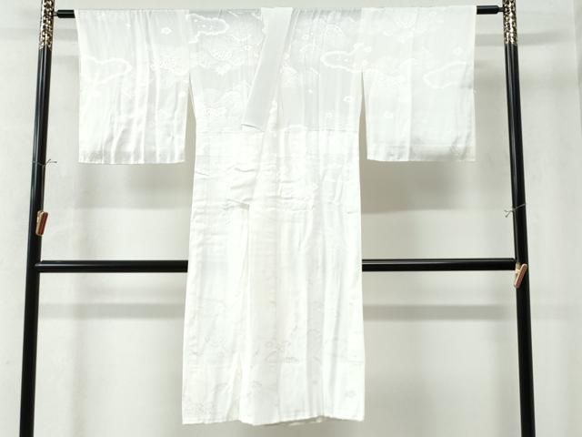 平和屋着物●長襦袢 無双仕立て 片輪車雲取り立波花地紋 洗える着物 CAAW8395yc