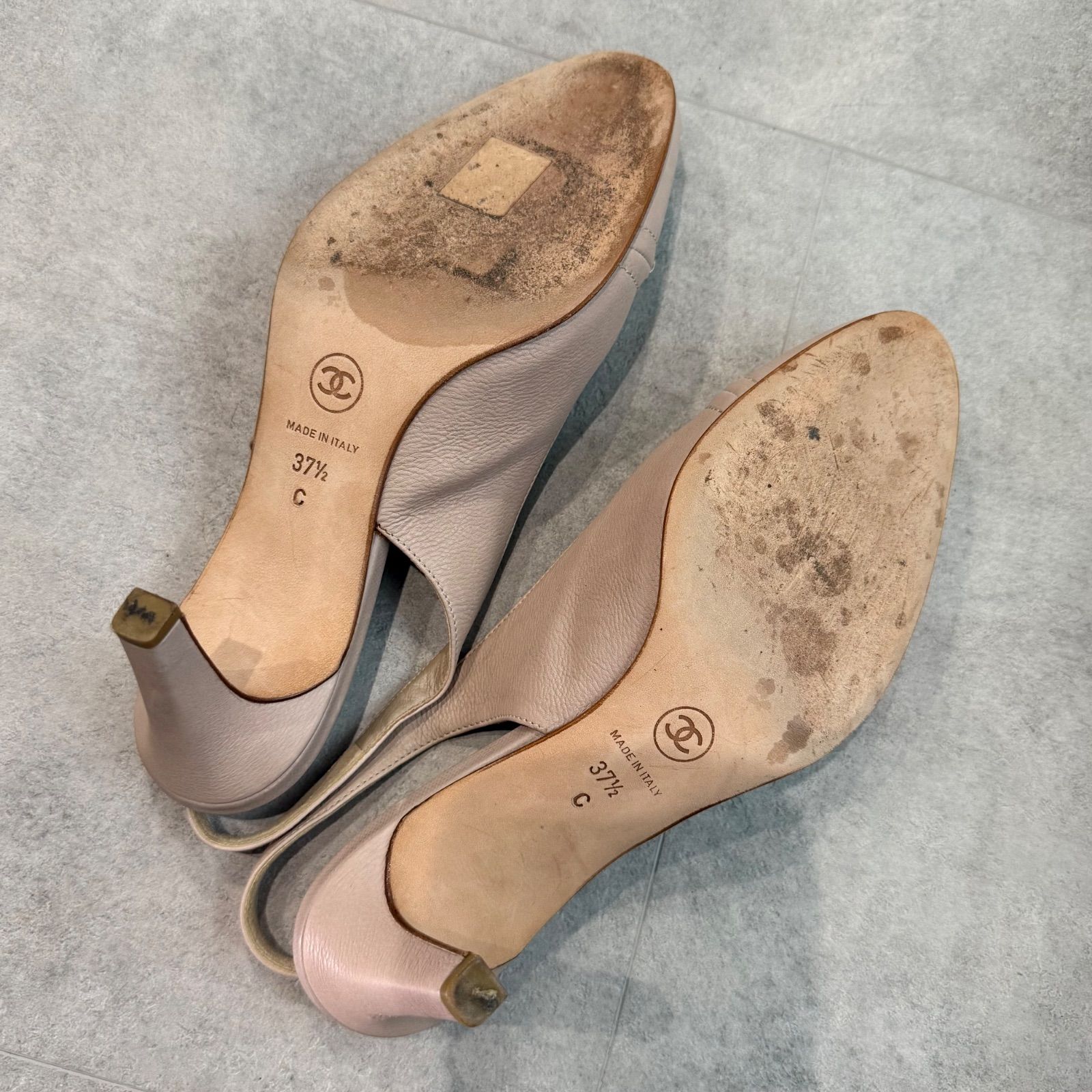 美品 CHANEL シャネル スリングバックパンプス ココマーク