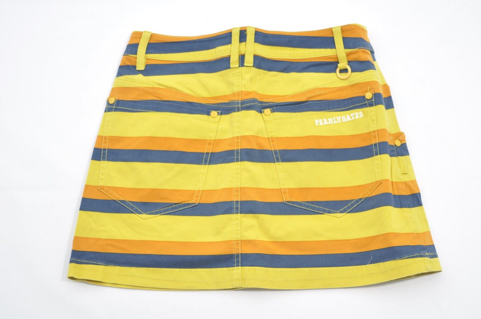 新品】パーリーゲイツ 人気 スカート ブルー系×白 ボーダー ロゴ