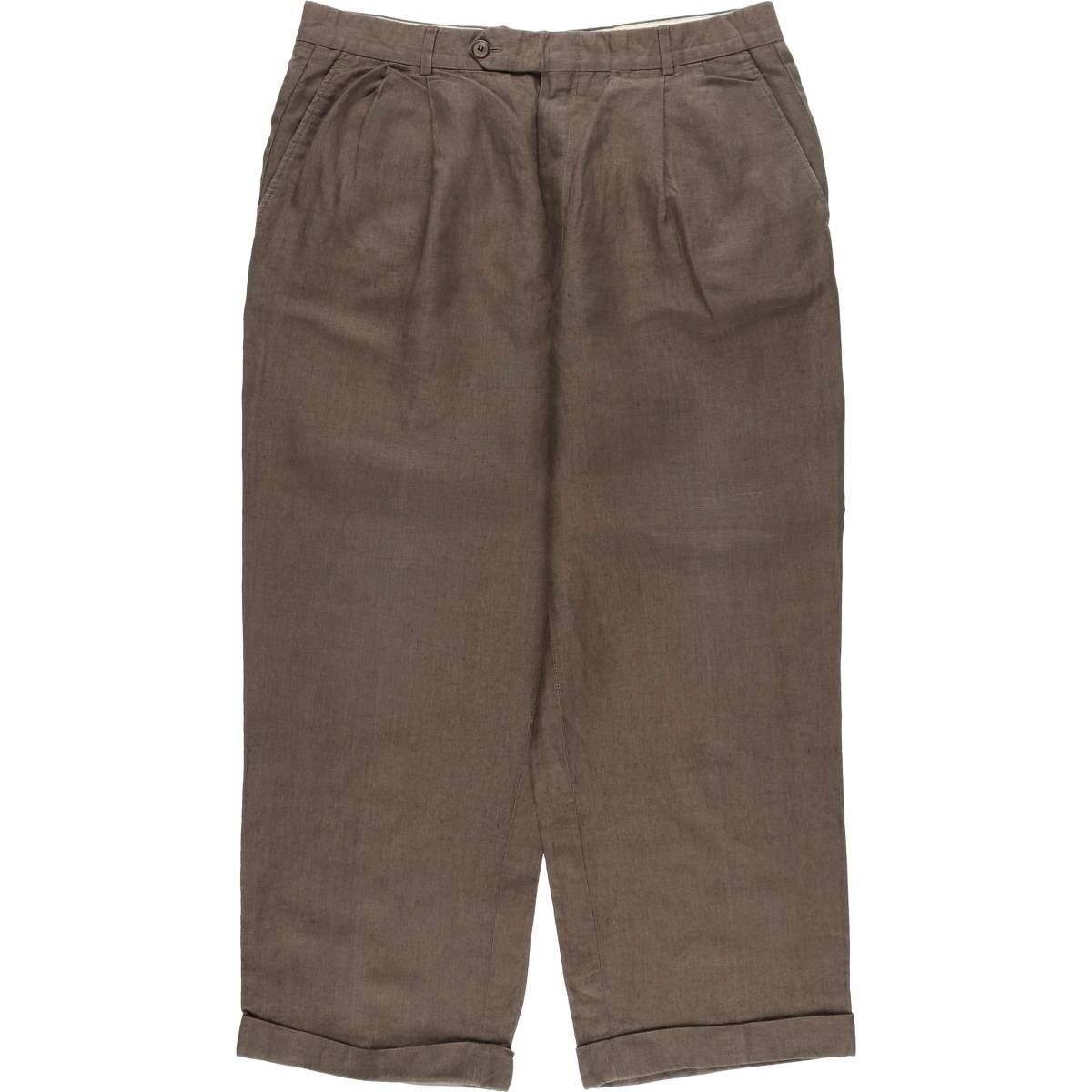 古着 ブルックスブラザーズ Brooks Brothers ESTABLISHED 1818 ツータック リネンパンツ スラックス カナダ製 メンズw33相当|eaa535972