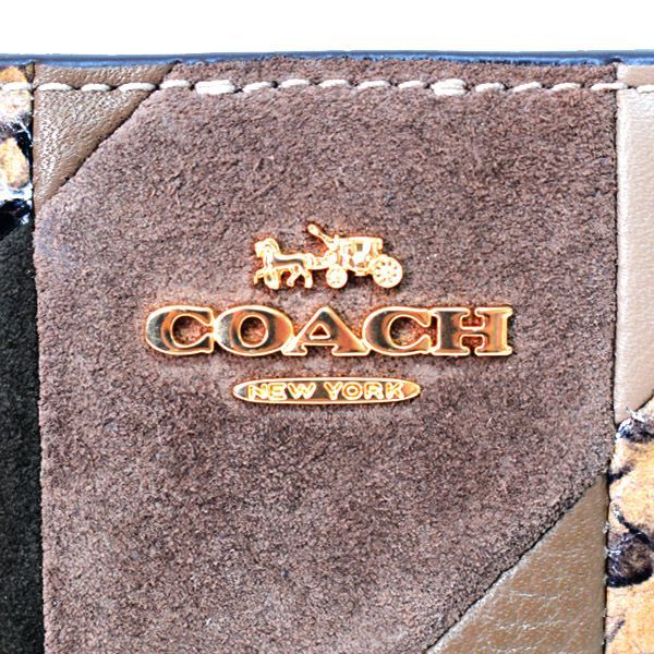 コーチ 財布 COACH レザー スエード パイソン スネーク パッチワーク 