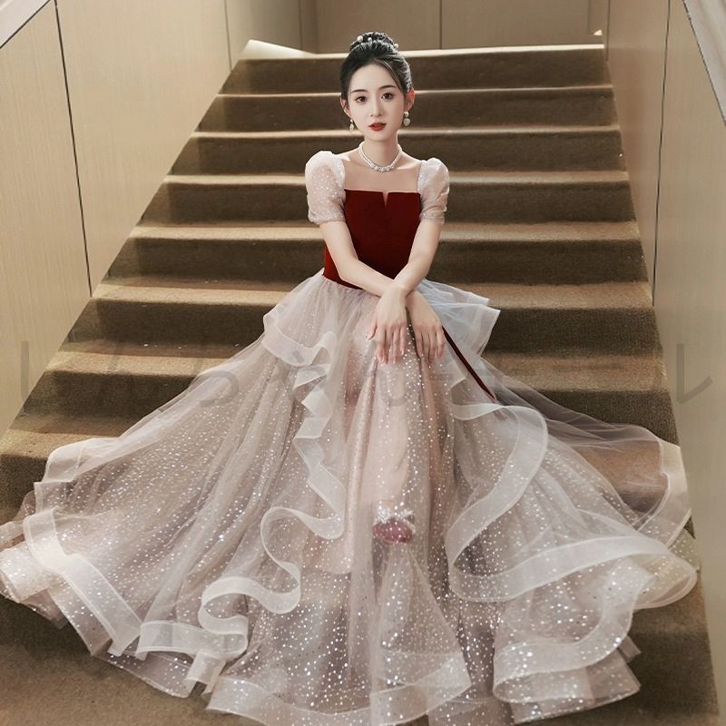 【新品未使用】パーティードレス ロングドレス お誕生日★披露宴★卒業式[ghfd 新しい未使用 結婚式 フォーマル ロングドレス お誕生日 披露宴