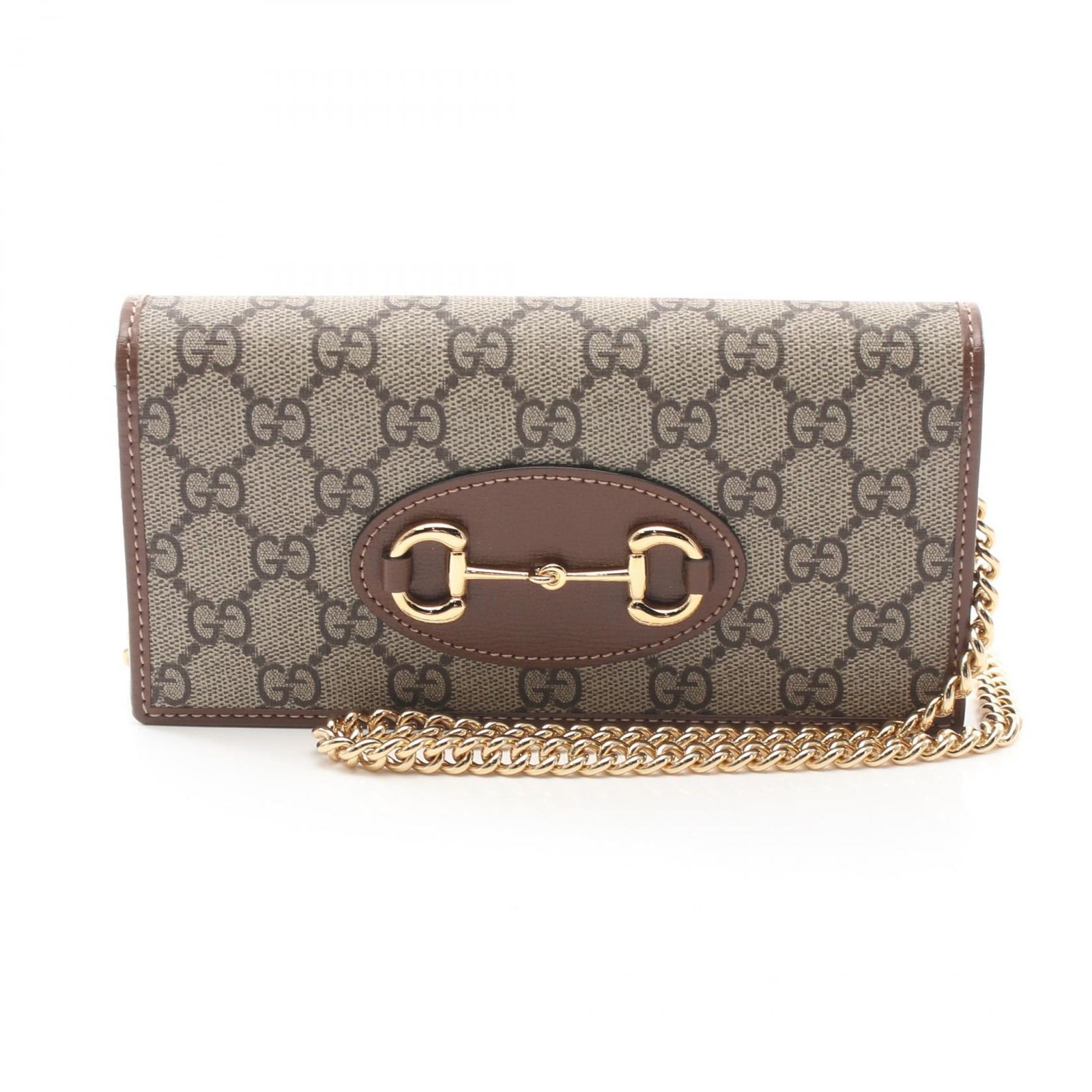 グッチ GUCCI ショルダーバッグ ホースビット 1955 GGスプリーム 62189292TCG8563 ベージュ|エボニー PVCコーティングキャンバス レザー グッチホースビット1955 ウォレット付きチェーン レディース