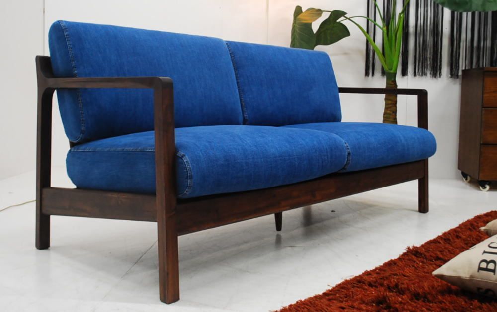 アウトレット 現品限り 一部 西海岸風 男前ソファー デニム調 置いてあるだけでかっこいいデザイン 3P 3人掛けソファー