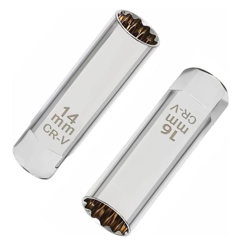 Size:14mm+16mm サムコス プラグレンチ スパークプラグレンチ 2本セット ユニバーサルソケット12角薄壁 差込角3/8(9.5mm)イ薄型/輸入車等のプラグ交換に