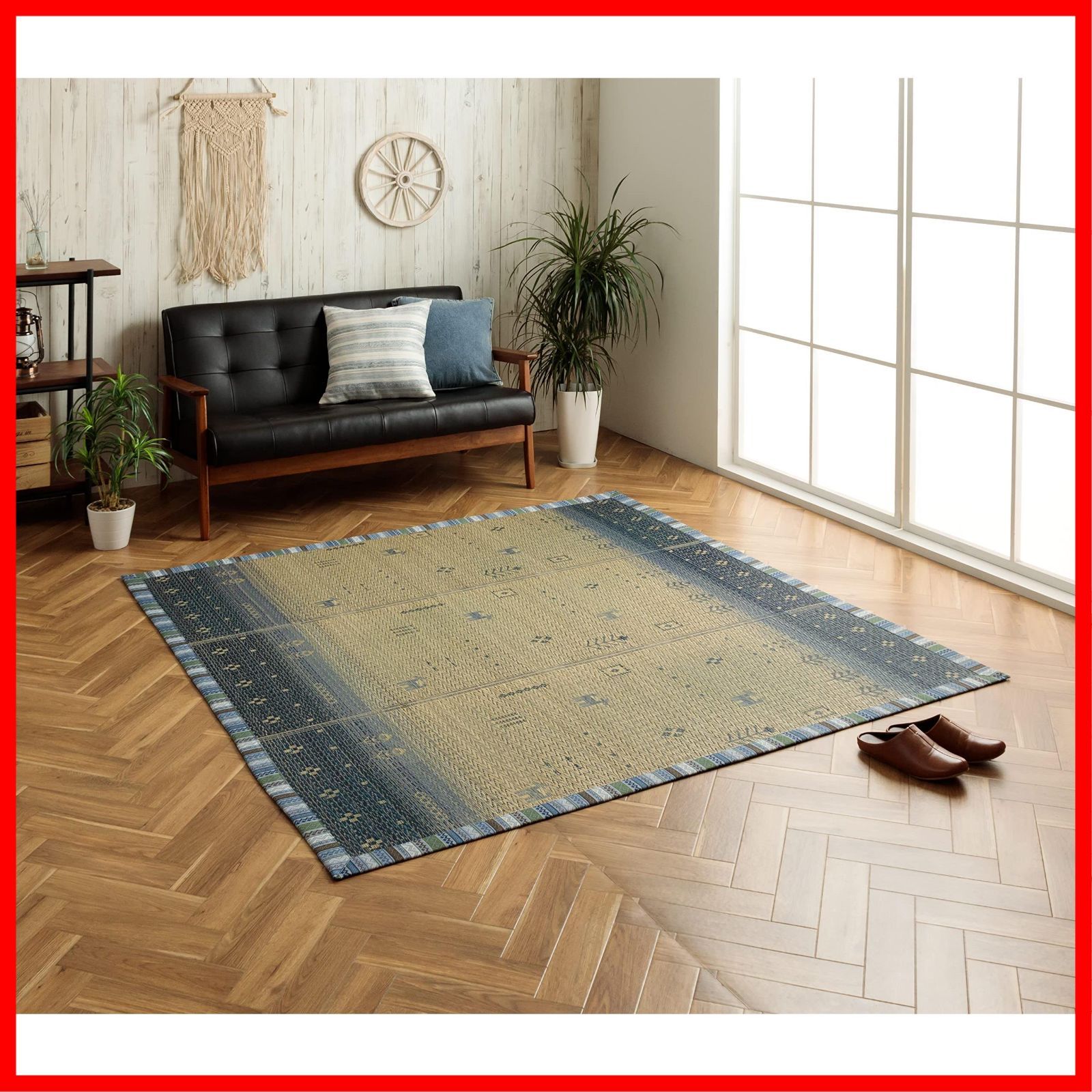 萩原 掛川織 い草カーペット 津弥（つや） 本間6畳 81832560 ブルー