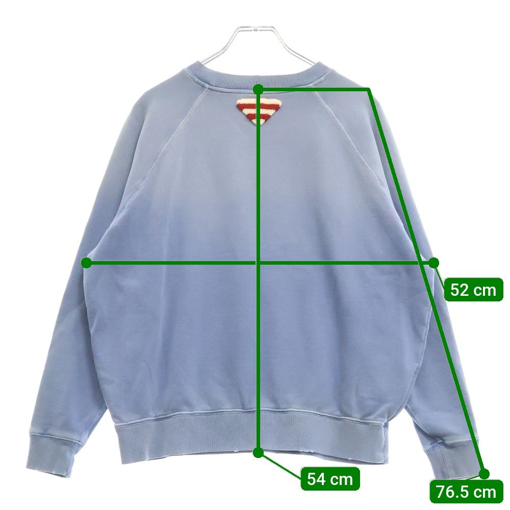 25ss ヴィンテージ加工スウェット　xL prada PRADA (プラダ) 25SS VINTAGE EFFECT BLUE SWEATSHIRT カレッジ