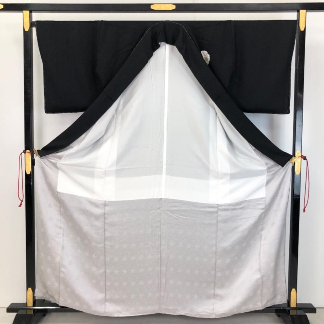 付下げ 絞り 雪輪に辻が花模様 金彩 黒色 しつけ糸 ガード加工 K-5312