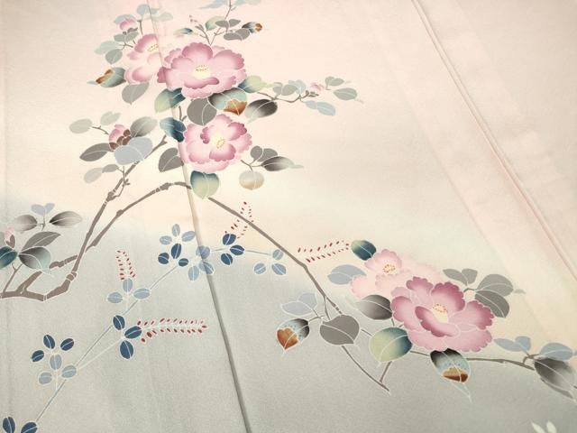 平和屋着物▽訪問着 単衣 友禅 枝花文 暈し染め 正絹