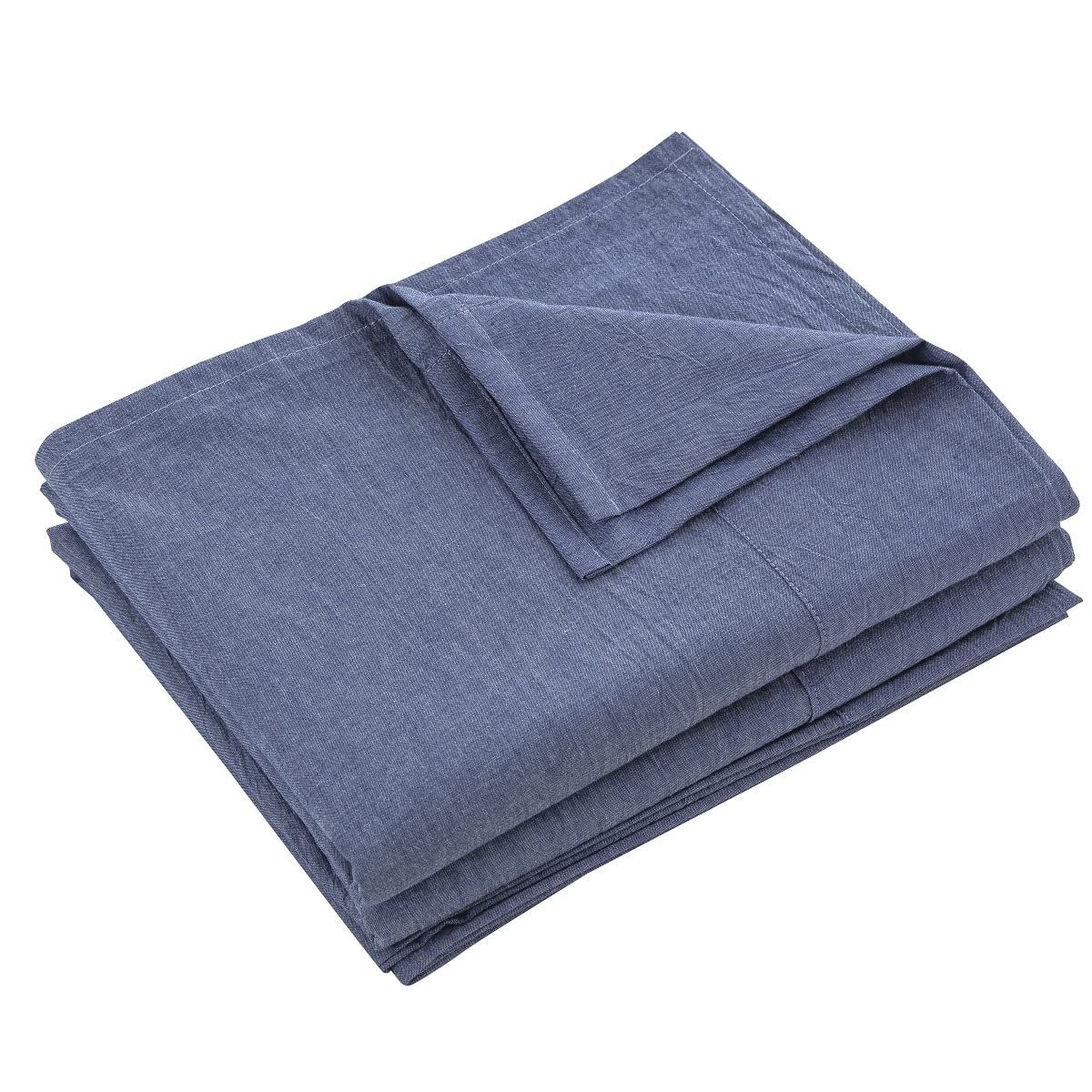  180x250cm フラットシーツ ベッドシーツ セミダブル オーガニックコットン アッパーシーツ 洗いざらしの綿100% 敷きシーツ 無地 インディゴブルー その他