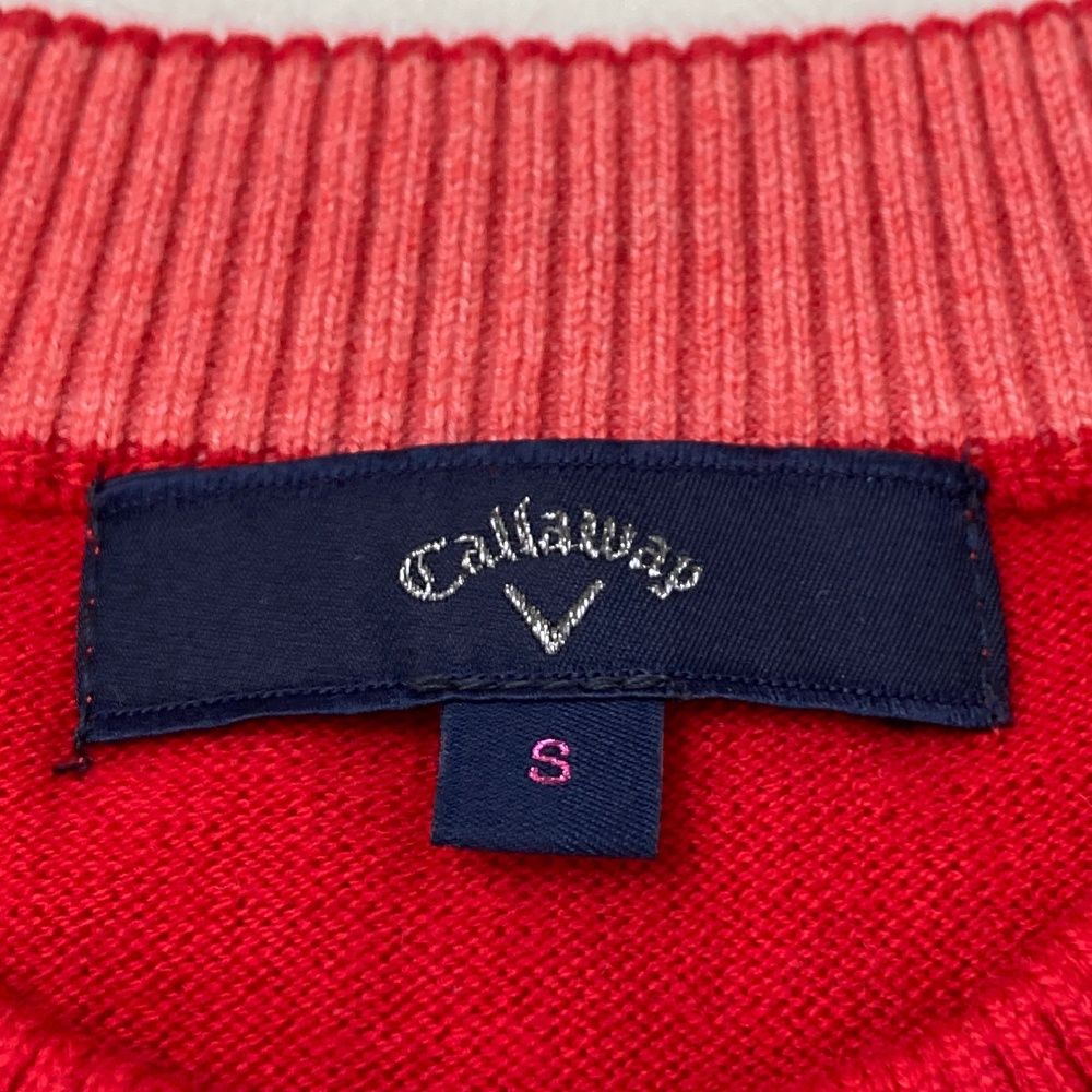 サイズ：S CALLAWAY キャロウェイ 2023年モデル ウール混 ニットセーター 花柄 レッド系 [240101479317] ゴルフウェア レディース ストスト サイズ：S CALLAWAY キャロウェイ 2023年モデル ウール混 ニット