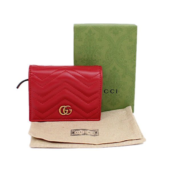 GUCCI グッチ 466492 レザー GGマーモント 折り財布 ブラック 黒-