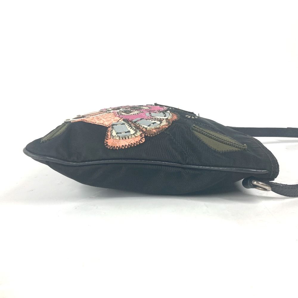 PRADA プラダ ショルダーバッグ ロゴ 刺繍 ナイロン/レザー