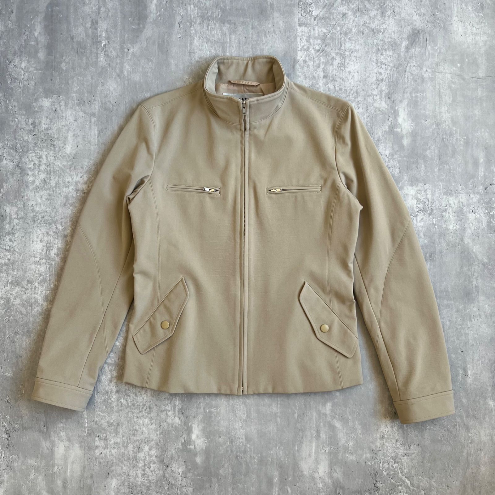 ISSEY MIYAKE イッセイミヤケ 銀タグ ナイロン×レーヨン ジップアップ スタンドカラージャケット ストレッチ ベージュ IM23FD078 2サイズ 日本製