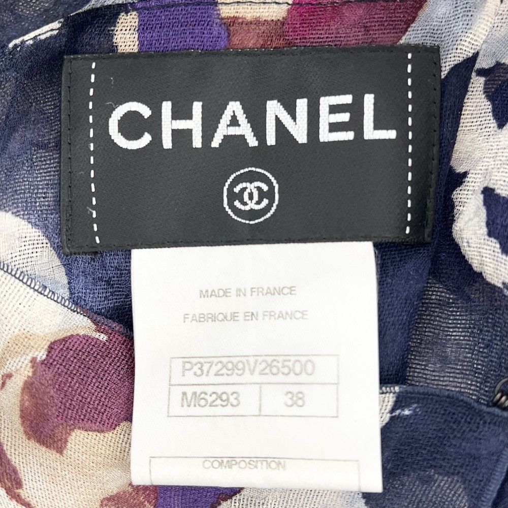 シャネル ワンピース レディース ココマーク 花柄 ノースリーブ シースルー アパレル 服 CHANEL 38 ネイビー 紺 マルチ シルク 夏 品 その他 その他