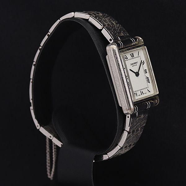 ジャンペレ 手巻き シルバー文字盤 ローマン スクエア レディース