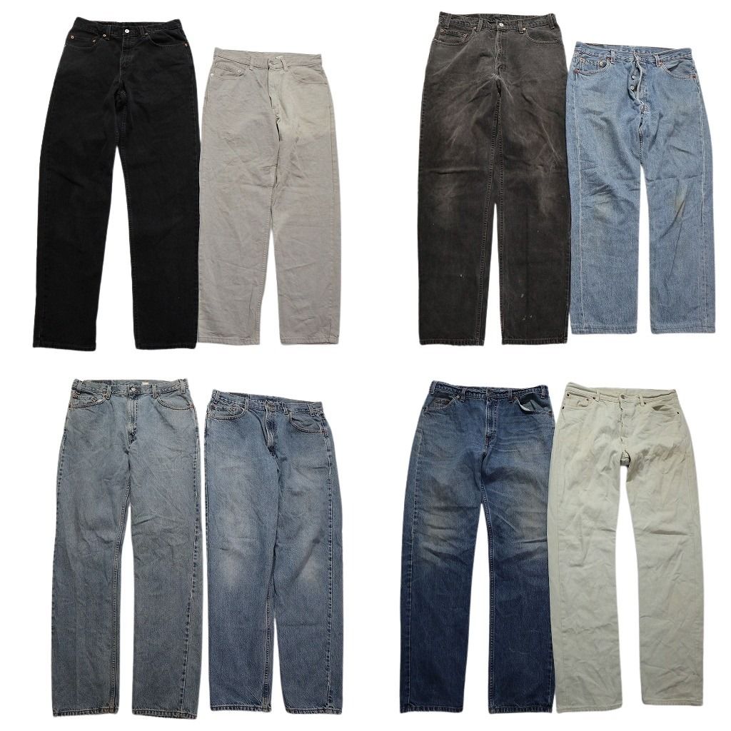 古着卸 まとめ売り リーバイス 紙タグ デニム パンツ 8枚セット メンズ 34 |36 ヒゲ ブラック カラー フェード 古着 NC1331