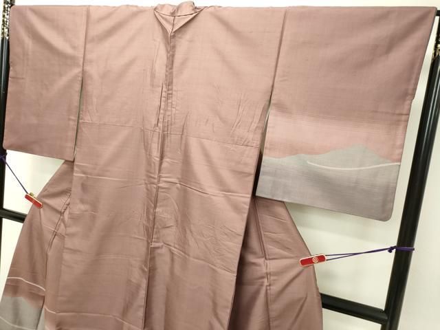 平和屋着物●京の名門　じゅらく謹製　訪問着　紬地　遠山文　漢方草木染　さが美扱い　正絹　逸品　DAAT1091tw 平和屋着物○京の名門 じゅらく謹製 訪問着 紬地 遠山文 漢方草木染