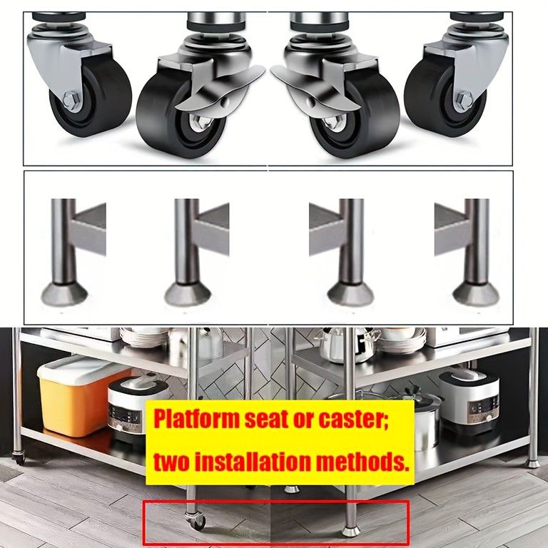 高い素材。【専門店限定】 組立簡単 省スペース ステンレス製 キッチンワゴン 3 4 5段 キャスター付き 大容量収納 レンジ台 調理器具収納ラック 電子レンジ台 キッチン整理棚 ヘビーデューティー 60x35cm4段