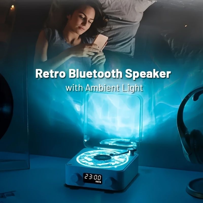 ホワイトノイズ 睡眠の助け RGB照明付きのレトロワイヤレススピーカー - ボイスレコーダー 1500mAhバッテリー USB-C ステレオ出力 寝室やリビングルームの装飾に最適なポータブルワイヤレススピーカー