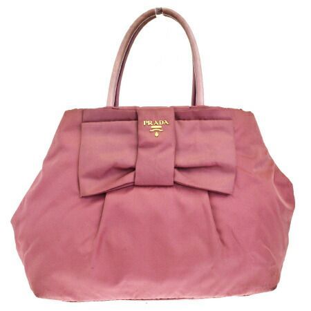 プラダ PRADA ハンドバッグ リボン ピンク ナイロン レザー 04EJ858 
